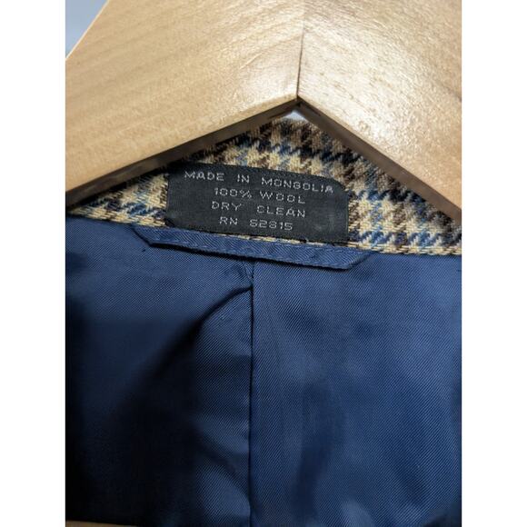 Raspinni uomo Houndstooth Plaid 6 Button 46L Wool Blazer Brown/Blue - Picture 6 of 15